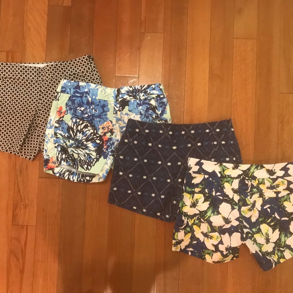 4 Pairs, Lot J Crew Trouser Short, Floral, Checked
